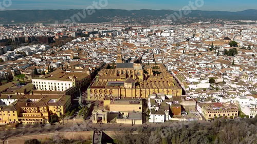 Preview: Aerial view of Mosque Cathedral of Cordoba, Roman bridge, Andalusia, Spain