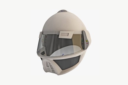 Preview: Dome-shaped helmet with integrated visor and lateral sensors
