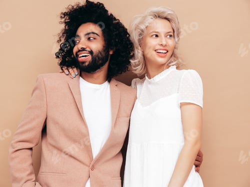 Preview: Smiling beautiful woman and her handsome boyfriend