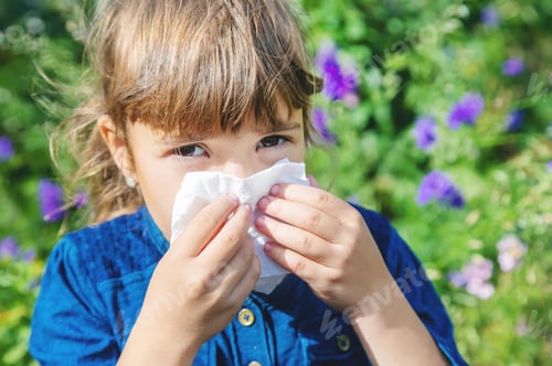 Preview: Seasonal allergy in a child. Coryza. Selective focus.