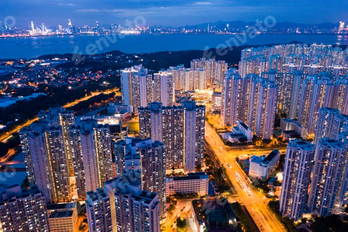 Preview: Tin Shui Wai, Hong Kong, 28 August 2018:- Top view of Hong Kong downtown in the evening