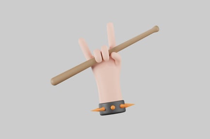 Preview: Cartoon rock hand drumstick sign