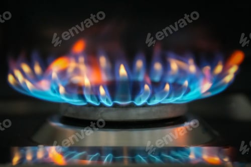 Aperçu: Closeup of a burning gas stove