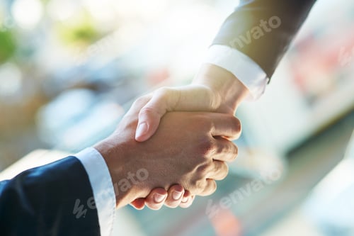 Preview: Building business links. Shot of two businesspeople shaking hands.