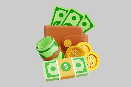 Preview: Wallet with green currency assets