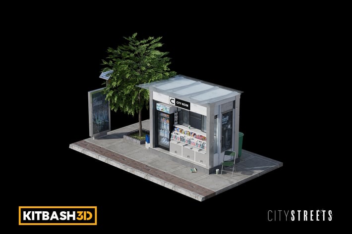 Kitbash: City Streets - Tree A 3D, Incl. kitbash3d & plant - Envato