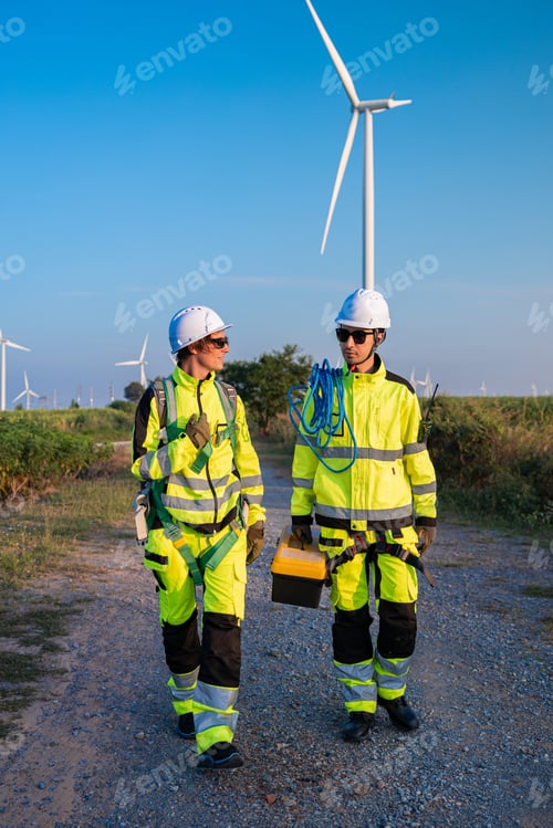 Preview: Engineers discussing wind farm maintenance tasks