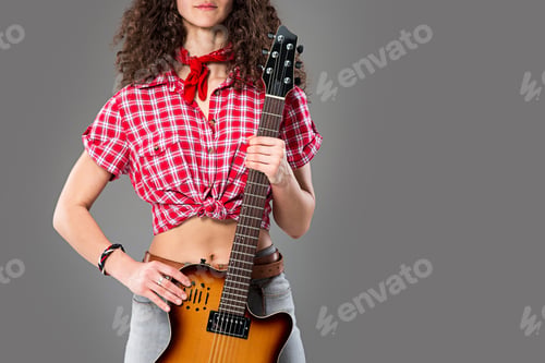 Preview: The Cowgirl Fashion Woman Over A Gray Background