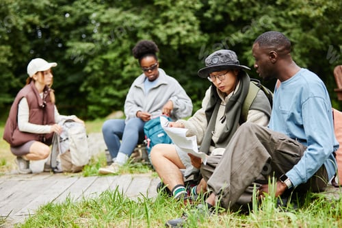 Preview: Diverse Group of Tourists Hiking