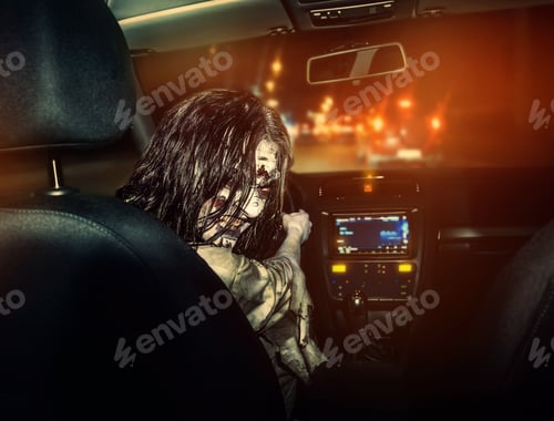 Preview: Undead girl with bloody face rides in the car