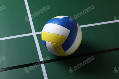 Preview: One volleyball ball on court. Sports equipment