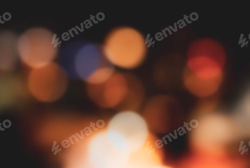 Preview: Abstract blurry colorful bokeh on black background