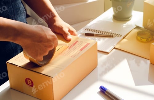 Preview: Employees are preparing products to be packed into boxes. for delivery Prepare packages for mailing