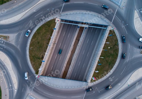 Preview: Aerial view from a drone to a road junction in the city