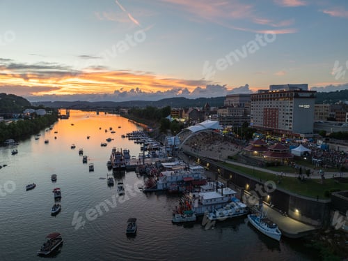 Preview: Aerial view of Charleston, WV and the annual Sternwheel Regatta