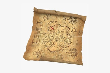 Vista previa: Pergamino vintage con el mapa del tesoro pirata