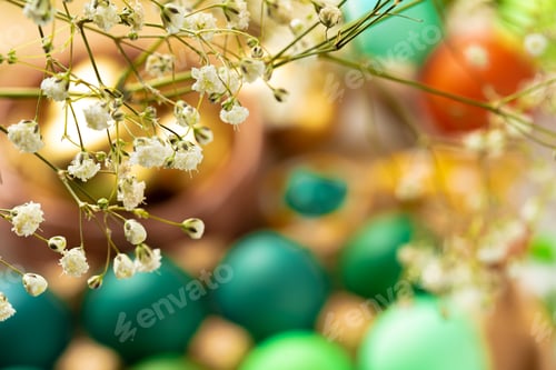 Preview: Many Easter eggs decorated with floral branches