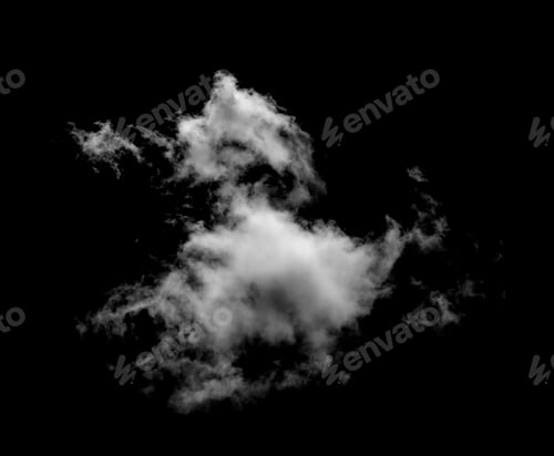 Preview: White cloud isolated on a black background realistic cloud.