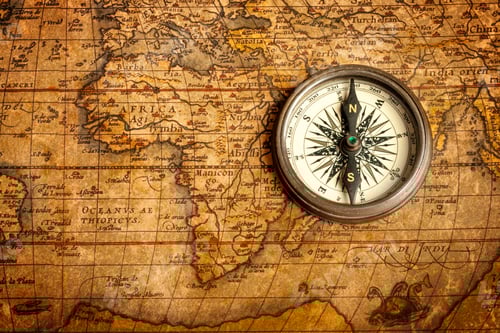 Preview: Old vintage compass on ancient map