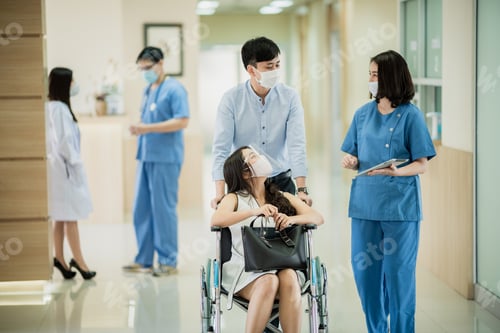 Preview: medical activity in hospital, professional doctor person talking with team or patient together