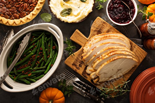 Preview: Sliced roasted tukey breast for Thanksgiving or Christmas