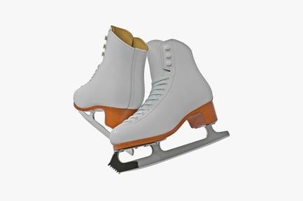 Preview: White ice skates with orange accents