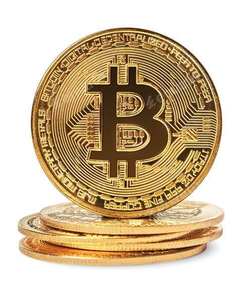 Preview: Group of golden bitcoins