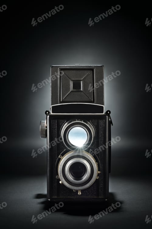 Preview: Old medium format camera on black