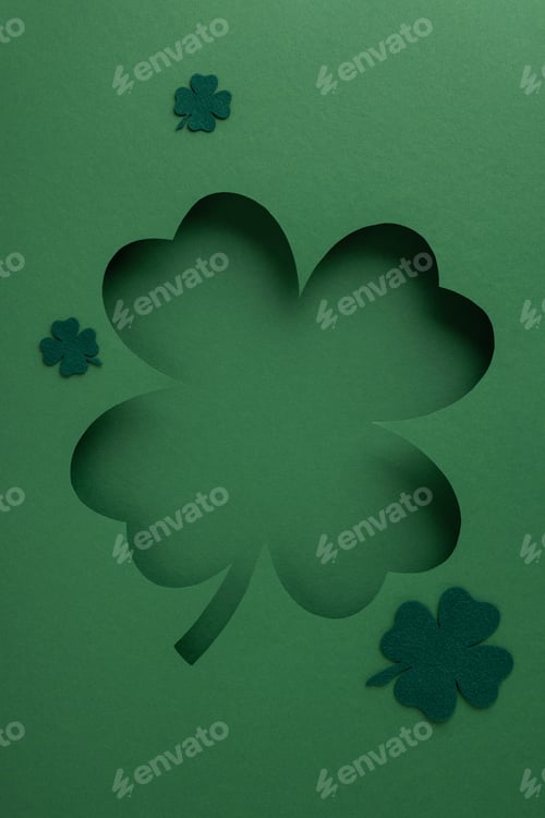 Preview: A vertical charming clover-themed green cutout design symbolizing St. Patrick's Day celebration
