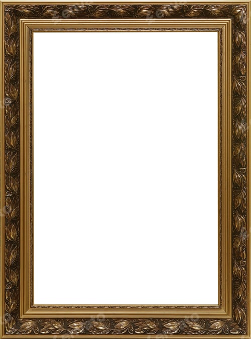 Ornate Gold Colored Picture Frame on White