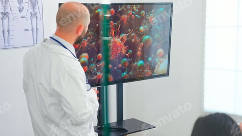 Preview: Medical specialist talking about coronavirus in front of expert doctos