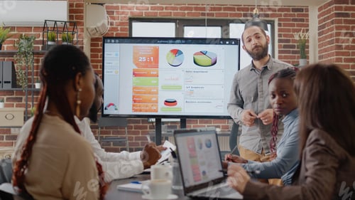 Preview: Close up of employee showing business development