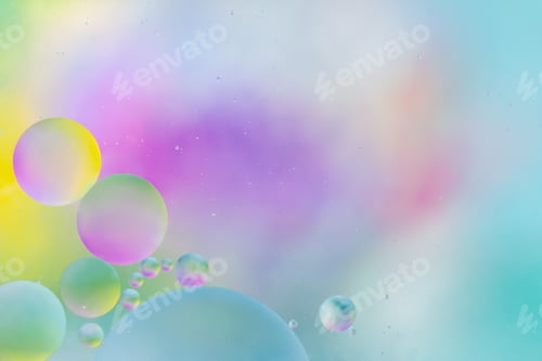 Preview: Water in oil in an abstract style on a multicolored gradient background. Textures.