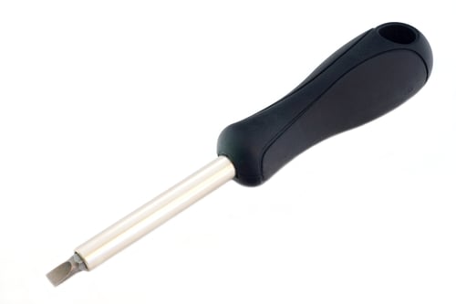 Preview: New Steel Screw-Driver With The Black Handle On A White Background
