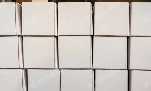 Preview: Cardboard white boxes in row