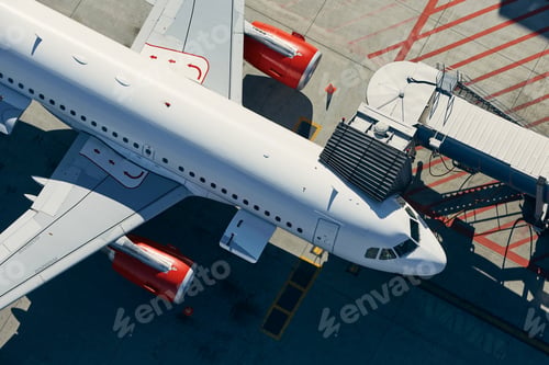 Preview: Aerial view of airplane at airport