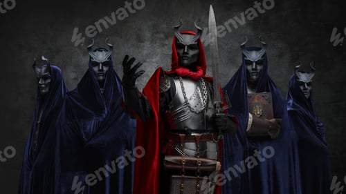 Preview: Five members of mysterious cult against dark background