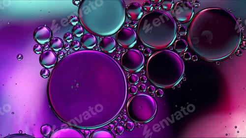 Preview: Abstract Colorful Food Oil Drops Bubbles and spheres Flowing on Water Surface