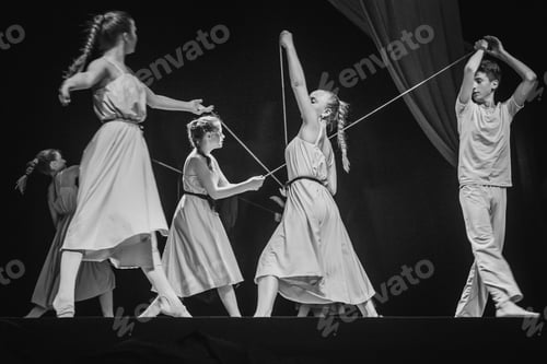 Preview: staging on the stage of a children's theater with actors