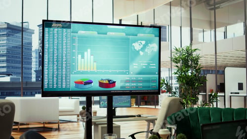 Preview: Empty modern office setup with advanced technology enhances productivity
