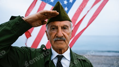 Preview: Elegant Veteran In Uniform Doing Military Salute