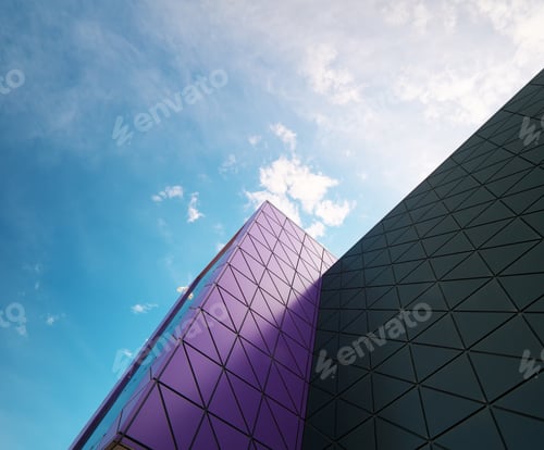 Preview: Modern building detail at blue sky.
