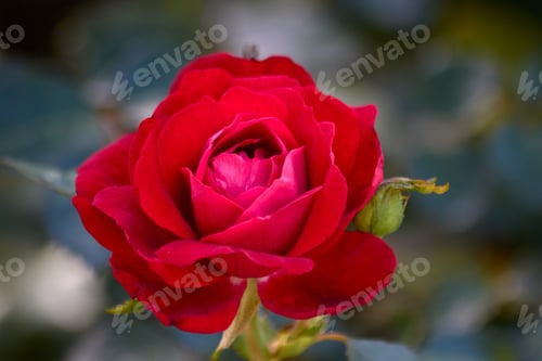 Preview: Single Red Rose in Bloom