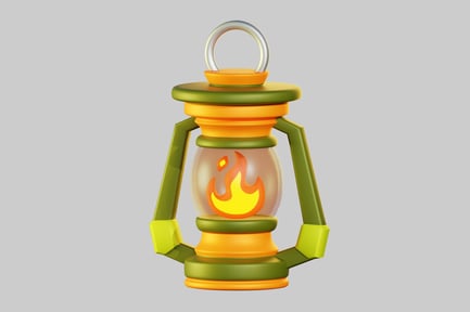 Preview: Cartoon camping lantern with flame