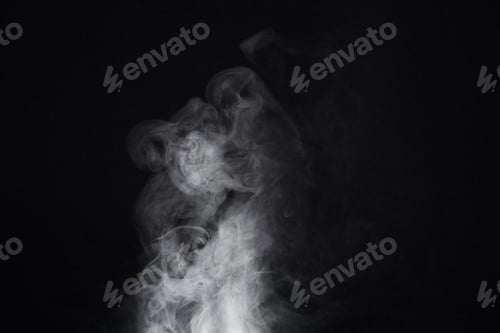 Preview: Smoke, dark background and mist, fog or gas on mockup space wallpaper. Cloud, smog and magic effect