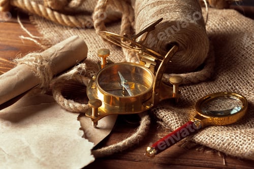 Preview: vintage marine still life. close up .