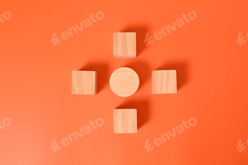 Preview: Wooden cubes mock up on abstract background for business concept, Business process, Copy space
