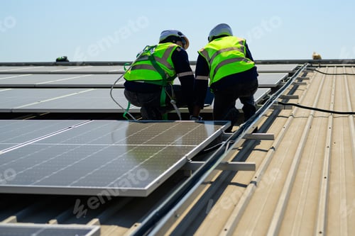 Preview: Professional engineer technician with safety helmet checking system