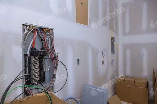 Preview: Close up circuit breakers and wire in control panel