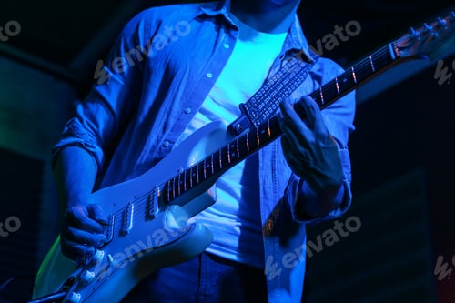 Preview: Rock Guitarist In Concert Hall Stage